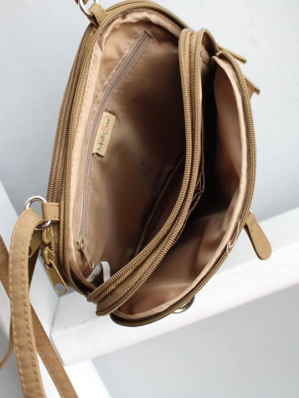 MultiSac Vintage Y2K Brown Nylon Utility Gorpcore Crossbody Bag Purse - Picture 5 of 7